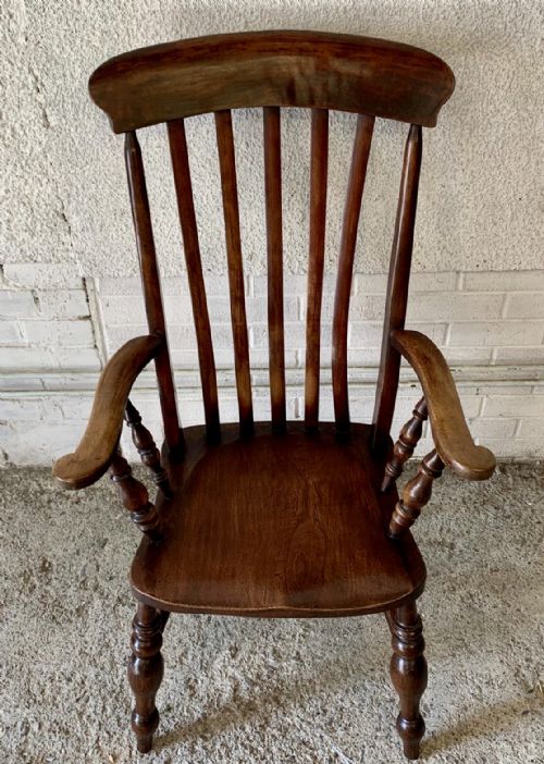 VICTORIAN WINDSOR LATHE BACK ELM AND BEECH CARVER CHAIR - ADDITIONAL PHOTO 2