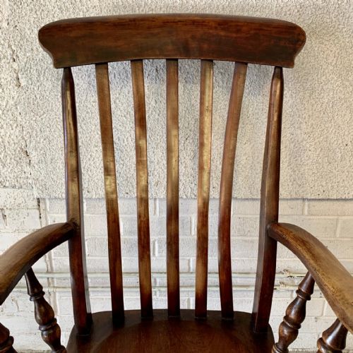 VICTORIAN WINDSOR LATHE BACK ELM AND BEECH CARVER CHAIR - ADDITIONAL PHOTO 3
