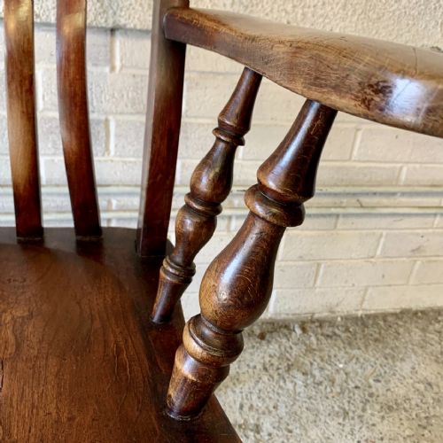 VICTORIAN WINDSOR LATHE BACK ELM AND BEECH CARVER CHAIR - ADDITIONAL PHOTO 4