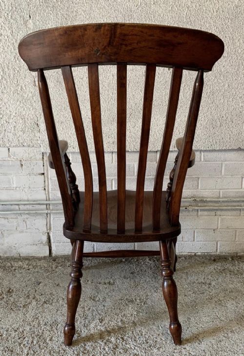 VICTORIAN WINDSOR LATHE BACK ELM AND BEECH CARVER CHAIR - ADDITIONAL PHOTO 10