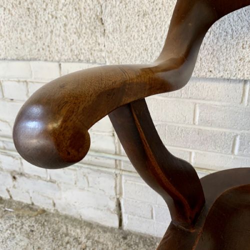 VICTORIAN MAHOGANY DESK CHAIR WITH PIERCED BACK AND BRASS CASTORS - ADDITIONAL PHOTO 5