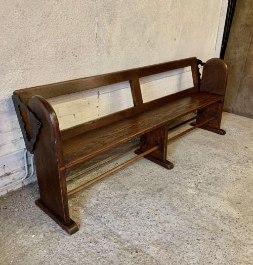 victorian pitch pine bench with fold over backrest - CATEGORY: ANTIQUE FURNITURE - DATED VICTORIAN