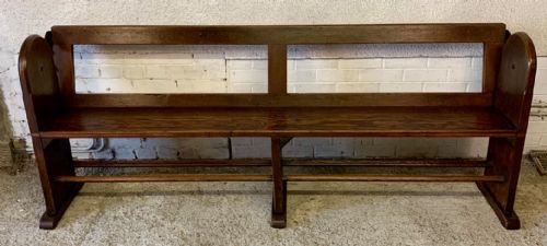VICTORIAN PITCH PINE BENCH WITH FOLD OVER BACKREST - ADDITIONAL PHOTO 1