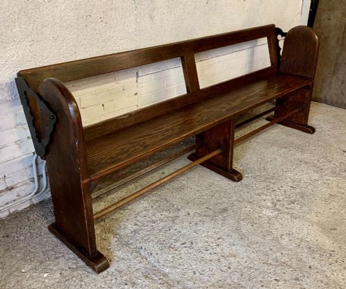 VICTORIAN PITCH PINE BENCH WITH FOLD OVER BACKREST - ADDITIONAL PHOTO 2