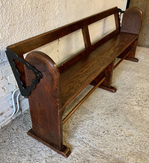 VICTORIAN PITCH PINE BENCH WITH FOLD OVER BACKREST - ADDITIONAL PHOTO 3