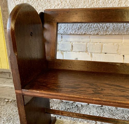 VICTORIAN PITCH PINE BENCH WITH FOLD OVER BACKREST - ADDITIONAL PHOTO 4