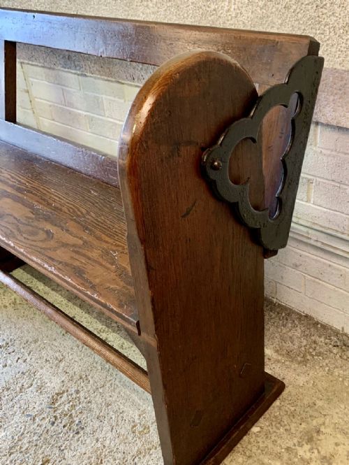 VICTORIAN PITCH PINE BENCH WITH FOLD OVER BACKREST - ADDITIONAL PHOTO 8
