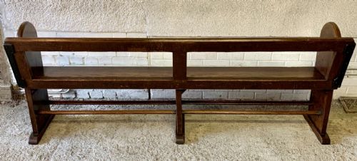VICTORIAN PITCH PINE BENCH WITH FOLD OVER BACKREST - ADDITIONAL PHOTO 13