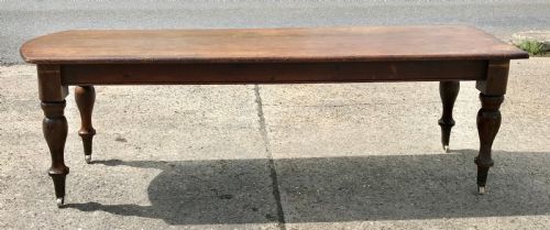 VICTORIAN FARMHOUSE KITCHEN TABLE STANDING ON ORIGINAL BRASS CASTORS - ADDITIONAL PHOTO 1