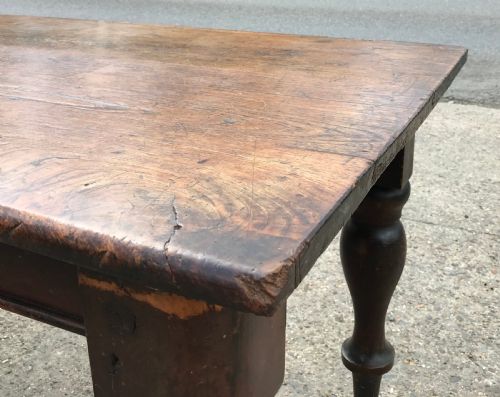 VICTORIAN FARMHOUSE KITCHEN TABLE STANDING ON ORIGINAL BRASS CASTORS - ADDITIONAL PHOTO 3