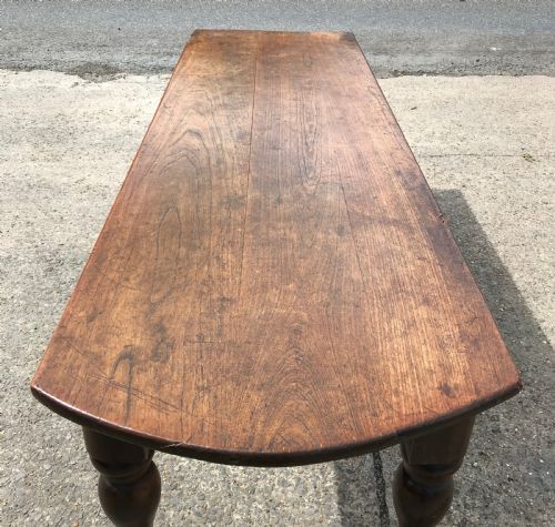 VICTORIAN FARMHOUSE KITCHEN TABLE STANDING ON ORIGINAL BRASS CASTORS - ADDITIONAL PHOTO 4