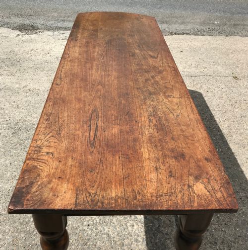 VICTORIAN FARMHOUSE KITCHEN TABLE STANDING ON ORIGINAL BRASS CASTORS - ADDITIONAL PHOTO 5