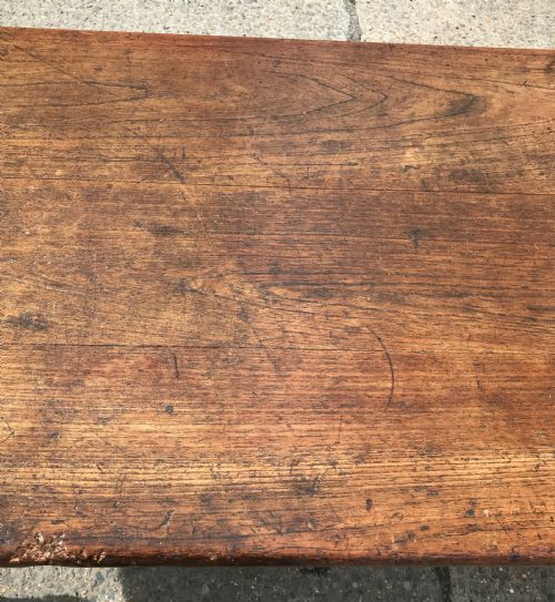 VICTORIAN FARMHOUSE KITCHEN TABLE STANDING ON ORIGINAL BRASS CASTORS - ADDITIONAL PHOTO 7