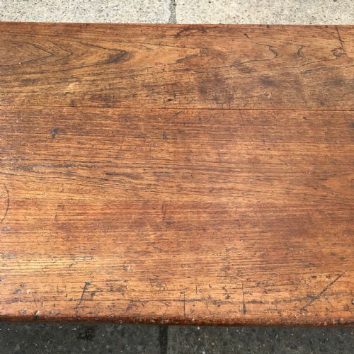 VICTORIAN FARMHOUSE KITCHEN TABLE STANDING ON ORIGINAL BRASS CASTORS - ADDITIONAL PHOTO 8