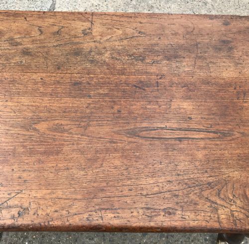 VICTORIAN FARMHOUSE KITCHEN TABLE STANDING ON ORIGINAL BRASS CASTORS - ADDITIONAL PHOTO 9