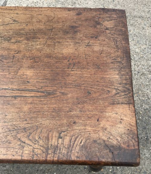 VICTORIAN FARMHOUSE KITCHEN TABLE STANDING ON ORIGINAL BRASS CASTORS - ADDITIONAL PHOTO 10