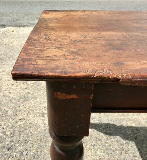 VICTORIAN FARMHOUSE KITCHEN TABLE STANDING ON ORIGINAL BRASS CASTORS - ADDITIONAL PHOTO 11