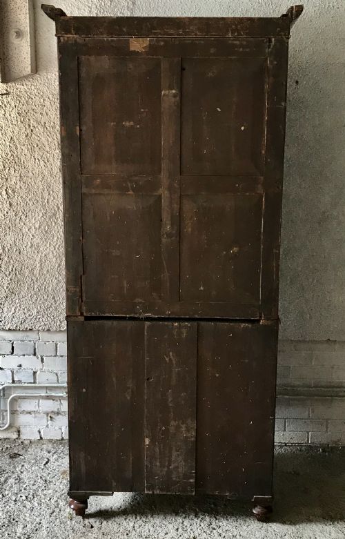 EARLY VICTORIAN MAHOGANY LINEN PRESS COMPLETE WITH KEY - ADDITIONAL PHOTO 13