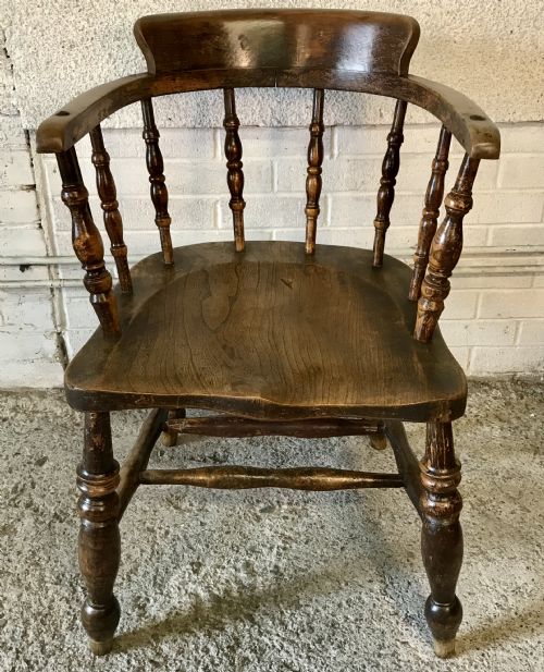 PAIR OF 19TH CENTURY SMOKER'S BOW CAPTAIN'S CHAIRS CONSTRUCTED FROM ELM AND BEECH - ADDITIONAL PHOTO 2