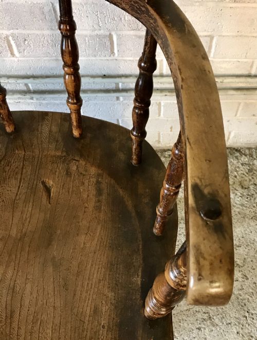 PAIR OF 19TH CENTURY SMOKER'S BOW CAPTAIN'S CHAIRS CONSTRUCTED FROM ELM AND BEECH - ADDITIONAL PHOTO 5