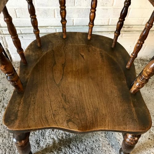 PAIR OF 19TH CENTURY SMOKER'S BOW CAPTAIN'S CHAIRS CONSTRUCTED FROM ELM AND BEECH - ADDITIONAL PHOTO 6