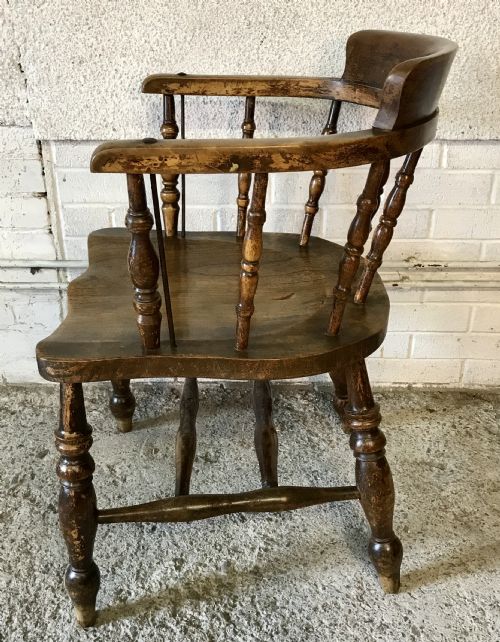 PAIR OF 19TH CENTURY SMOKER'S BOW CAPTAIN'S CHAIRS CONSTRUCTED FROM ELM AND BEECH - ADDITIONAL PHOTO 9