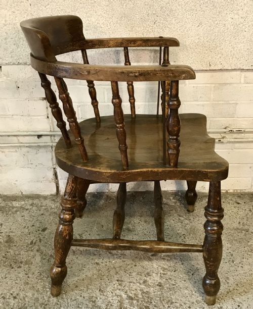 PAIR OF 19TH CENTURY SMOKER'S BOW CAPTAIN'S CHAIRS CONSTRUCTED FROM ELM AND BEECH - ADDITIONAL PHOTO 10