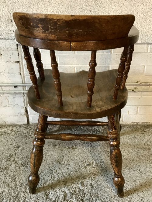 PAIR OF 19TH CENTURY SMOKER'S BOW CAPTAIN'S CHAIRS CONSTRUCTED FROM ELM AND BEECH - ADDITIONAL PHOTO 11