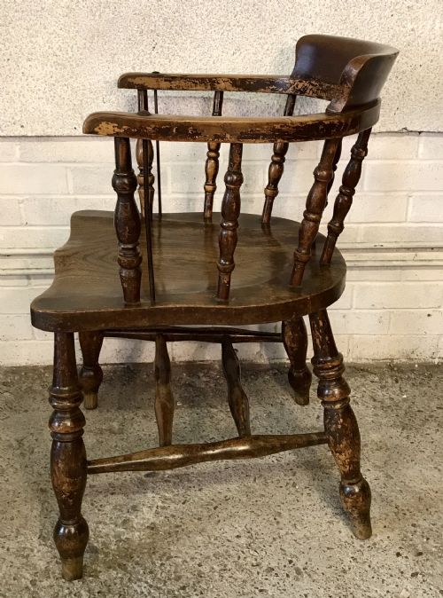 PAIR OF 19TH CENTURY SMOKER'S BOW CAPTAIN'S CHAIRS CONSTRUCTED FROM ELM AND BEECH - ADDITIONAL PHOTO 13