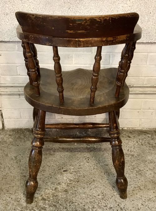 PAIR OF 19TH CENTURY SMOKER'S BOW CAPTAIN'S CHAIRS CONSTRUCTED FROM ELM AND BEECH - ADDITIONAL PHOTO 15