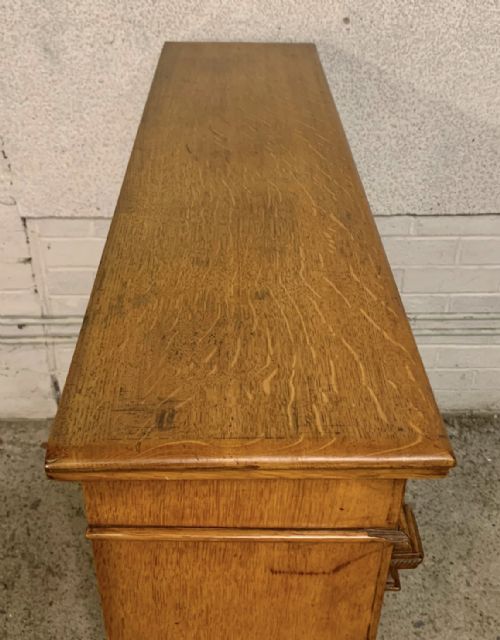 VICTORIAN DWARF OAK BOOKCASE WITH GLAZED DOORS - ADDITIONAL PHOTO 4