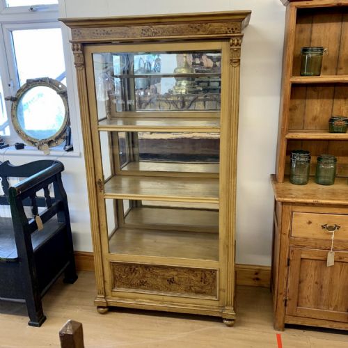 circa 1900 east european pine glazed display cabinet in original paint finish - CATEGORY: ANTIQUE CABINETS - DATED 1900