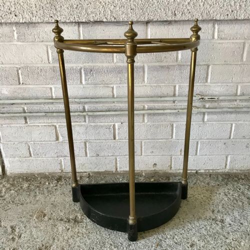 early 20th century demi lune brass stick stand with cast iron base - CATEGORY: ANTIQUE MISCELLANEOUS - DATED 1920