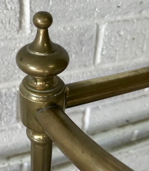 EARLY 20TH CENTURY DEMI LUNE BRASS STICK STAND WITH CAST IRON BASE - ADDITIONAL PHOTO 3