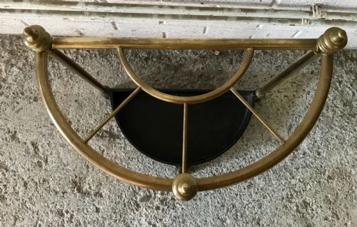 EARLY 20TH CENTURY DEMI LUNE BRASS STICK STAND WITH CAST IRON BASE - ADDITIONAL PHOTO 4