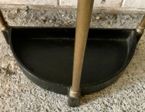 EARLY 20TH CENTURY DEMI LUNE BRASS STICK STAND WITH CAST IRON BASE - ADDITIONAL PHOTO 5