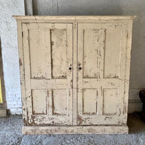 victorian pine 2 door housekeeper's larder cupboard dry scraped back to original paint - CATEGORY: ANTIQUE CUPBOARDS - DATED VICTORIAN
