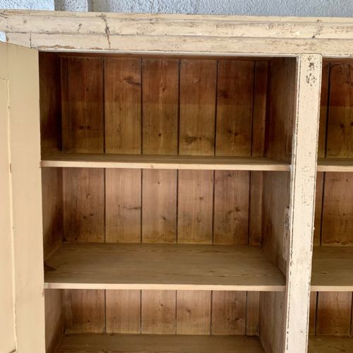 VICTORIAN PINE 2 DOOR HOUSEKEEPER'S LARDER CUPBOARD DRY SCRAPED BACK TO ORIGINAL PAINT - ADDITIONAL PHOTO 8