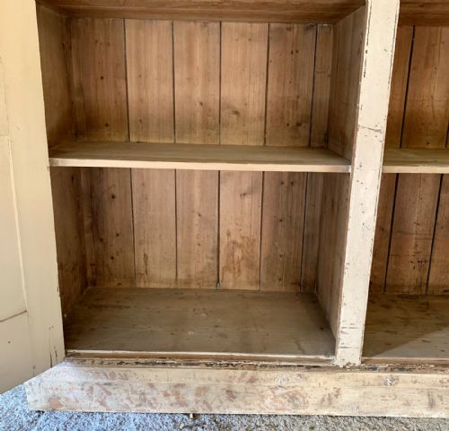 VICTORIAN PINE 2 DOOR HOUSEKEEPER'S LARDER CUPBOARD DRY SCRAPED BACK TO ORIGINAL PAINT - ADDITIONAL PHOTO 9