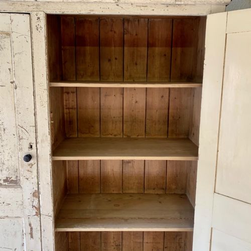 VICTORIAN PINE 2 DOOR HOUSEKEEPER'S LARDER CUPBOARD DRY SCRAPED BACK TO ORIGINAL PAINT - ADDITIONAL PHOTO 10