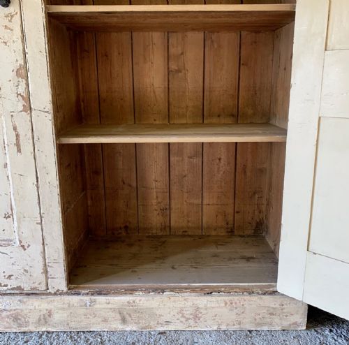 VICTORIAN PINE 2 DOOR HOUSEKEEPER'S LARDER CUPBOARD DRY SCRAPED BACK TO ORIGINAL PAINT - ADDITIONAL PHOTO 11
