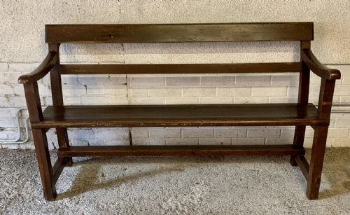 VICTORIAN PINE CHAPEL BENCH IN ORIGINAL FINISH - ADDITIONAL PHOTO 1