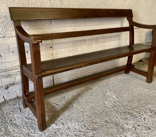 VICTORIAN PINE CHAPEL BENCH IN ORIGINAL FINISH - ADDITIONAL PHOTO 2