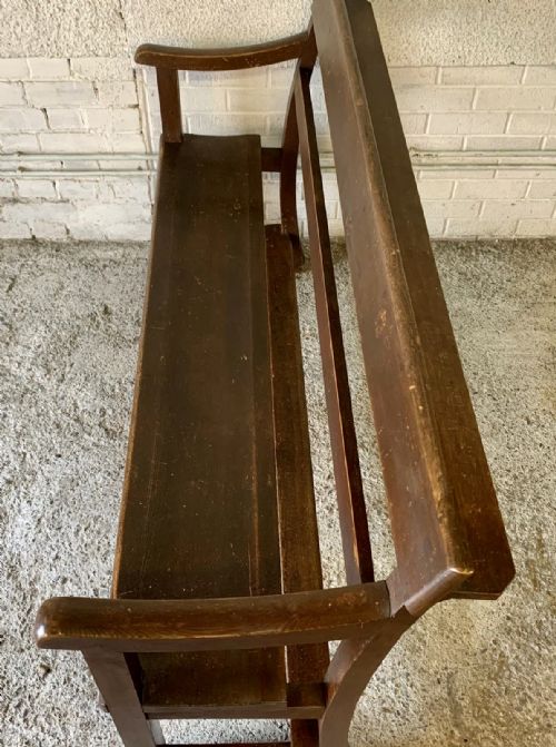 VICTORIAN PINE CHAPEL BENCH IN ORIGINAL FINISH - ADDITIONAL PHOTO 5
