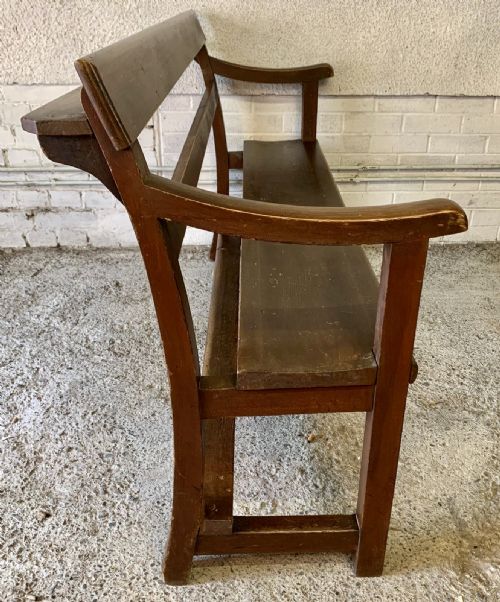 VICTORIAN PINE CHAPEL BENCH IN ORIGINAL FINISH - ADDITIONAL PHOTO 10