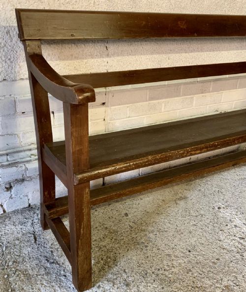 VICTORIAN PINE CHAPEL BENCH IN ORIGINAL FINISH - ADDITIONAL PHOTO 2