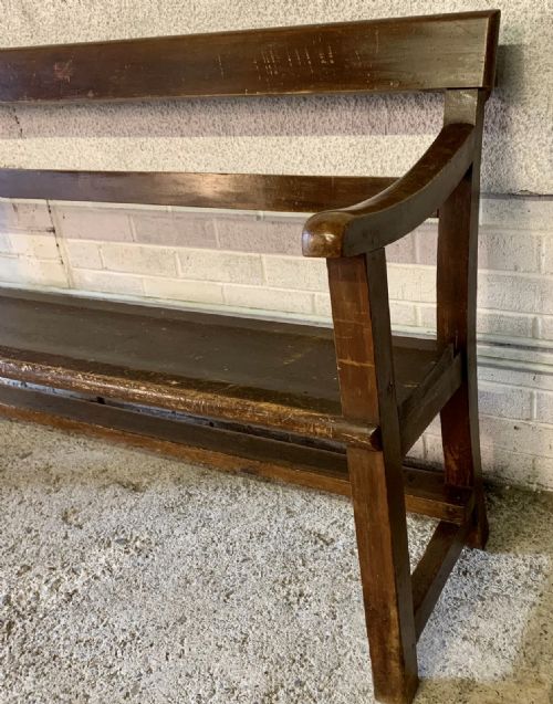 VICTORIAN PINE CHAPEL BENCH IN ORIGINAL FINISH - ADDITIONAL PHOTO 3