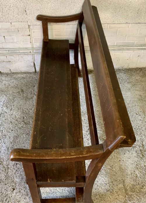 VICTORIAN PINE CHAPEL BENCH IN ORIGINAL FINISH - ADDITIONAL PHOTO 4