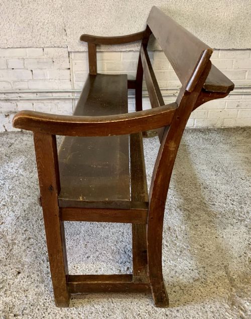 VICTORIAN PINE CHAPEL BENCH IN ORIGINAL FINISH - ADDITIONAL PHOTO 5