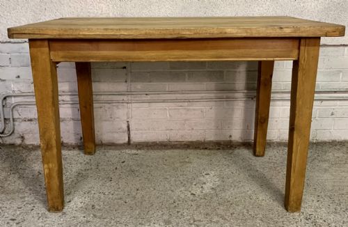 VICTORIAN PINE SCRUB TOP TABLE WITH SINGLE DRAWER TO END AND ON TAPERING LEGS - ADDITIONAL PHOTO 2